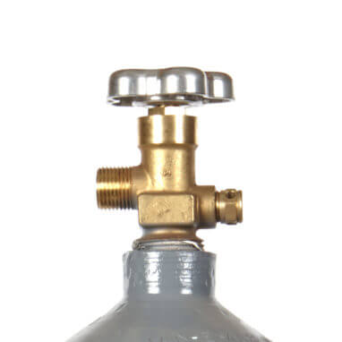 Beverage Elements 15 lb CO2 cylinder steel recertified valve closeup